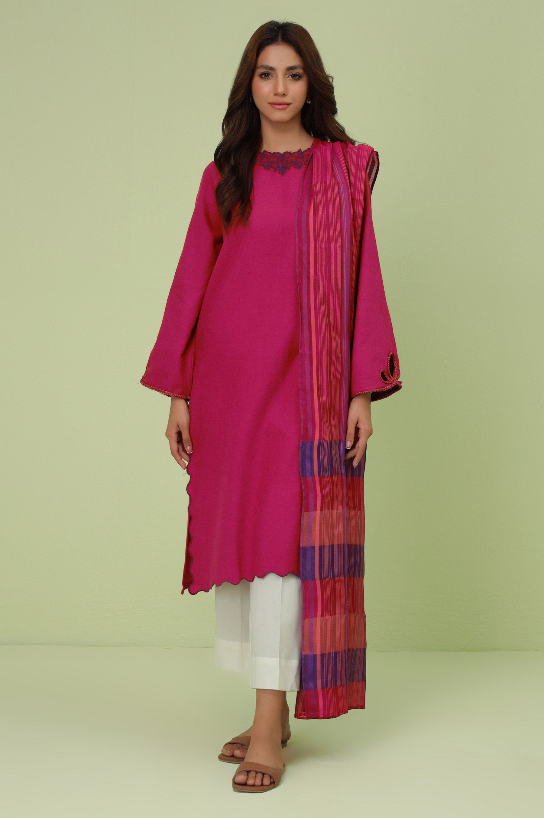 Stitched 2 Piece Embroidered Satin Jacquard Suit